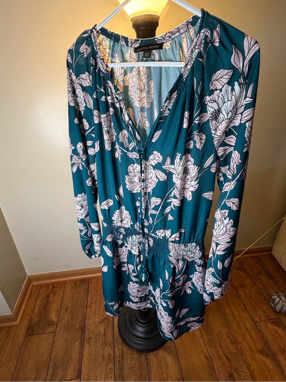 Boston Proper Teal and White Floral dress